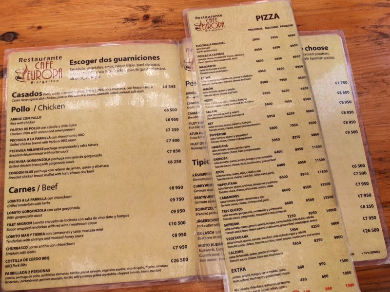 Cafe Europa Menu 1