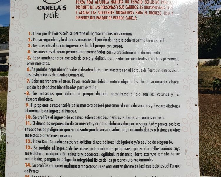 Canelas Park Reglas