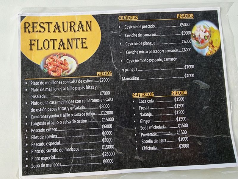 Restaurante Flotante Menu